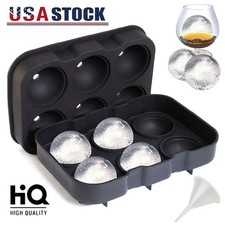2 Large Round Silicone Ice Cube Ball Maker Tr...