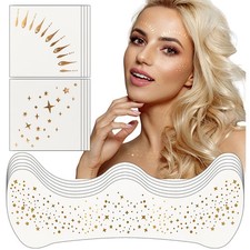 Glitter Freckles Face Tattoos, Metallic Gold Makeup Patches, 14 Assorted Sparkle