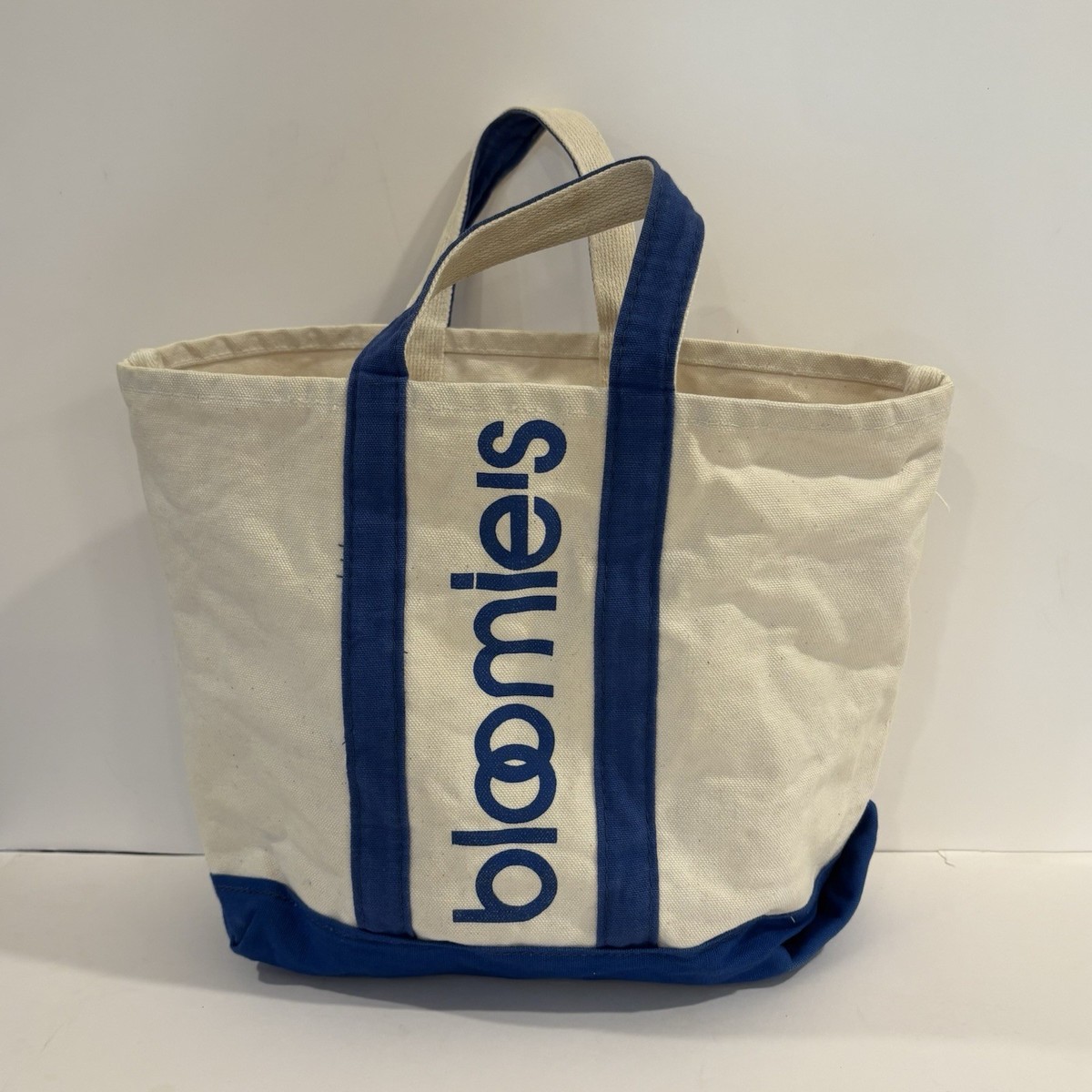 トートバッグ Bloomingdale's Bloomies Extra Large Canvas Tote Bloomingdale's Bloomie's Cream And Blue Graphic Print Canvas