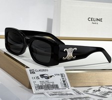 New Celine CL40282U Silver Triomphe Black/Gray Lens Unisex Square Sunglasses