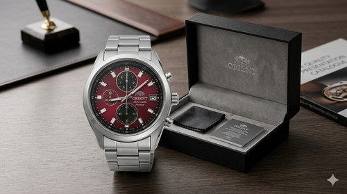 Orient Neo70's Horizon Solar Chronograph Watch Red Dial WV0031TY Stainless Steel