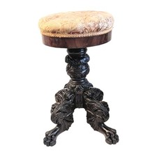 Rare c 1820 Federal American Classic Mahogany Carved Paw Foot Piano Stool