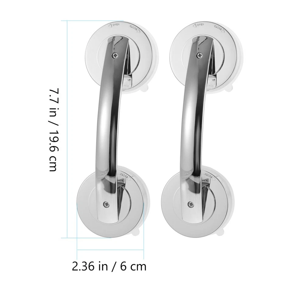 Maniglie per porte in plastica portatili con ventosa da bagno, 2 pezzi (Argento) - Immagine 2 di 4