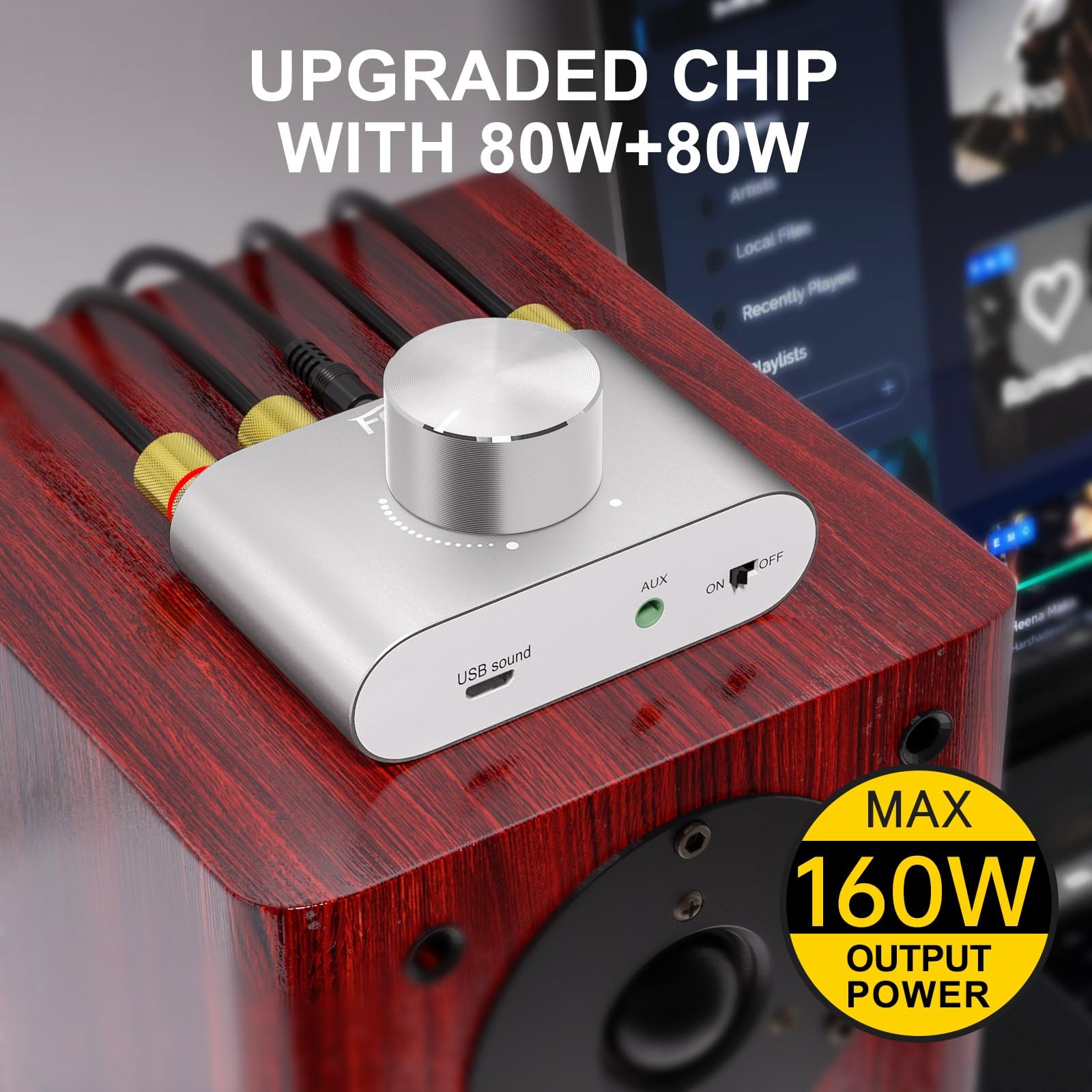 Facmogu F900S 160W Bluetooth 5.0 Mini Amplifier, 80Wx2 2.0CH Audio Power Ampl...