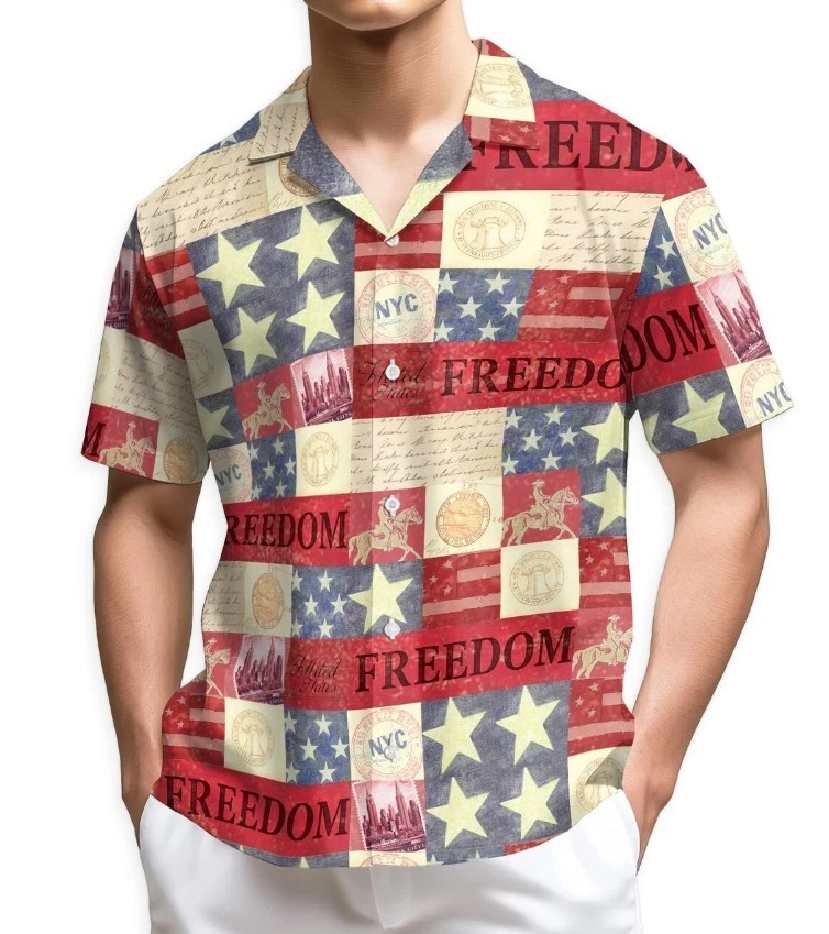 Happy Independence Day Hawaii Shirt, Men’s Patriotic Hawaiian Shirt