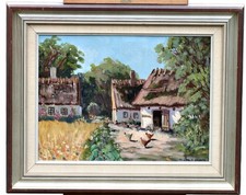 Hjalmar Lindblom – Ländlicher Hof – Öl auf Leinwand – signiert – mit Rahmen