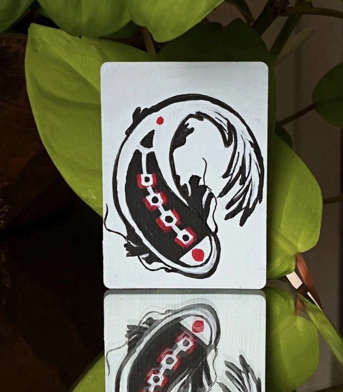 ACEO Original, Abstract Animal Koi Fish, collectible mini painting by Riley Moon