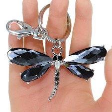 Large Charming Insect Dragonfly Keychain Pendant Rhinestone Crystal