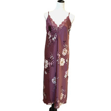 INC Women's Floral Night Slip Dress Midi/Maxi Stretch Size XS Plum 60 NWT