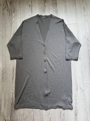 Hemisphere Women's Wool Merino Long Button Cardigan Grey Size 44 (L/XL) UK 14