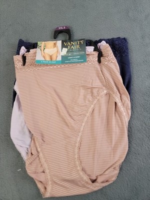 NWT Vanity Fair Women's 3 Pack High Cut Panty XXL Striped Multicolor