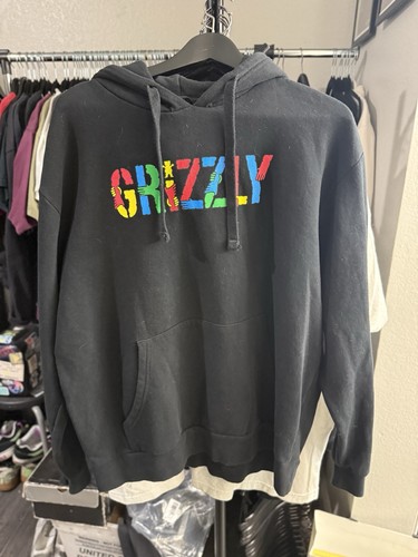VTG Black Grizzly Grip Tape Skate Boards Men’s XL Black Hoodie