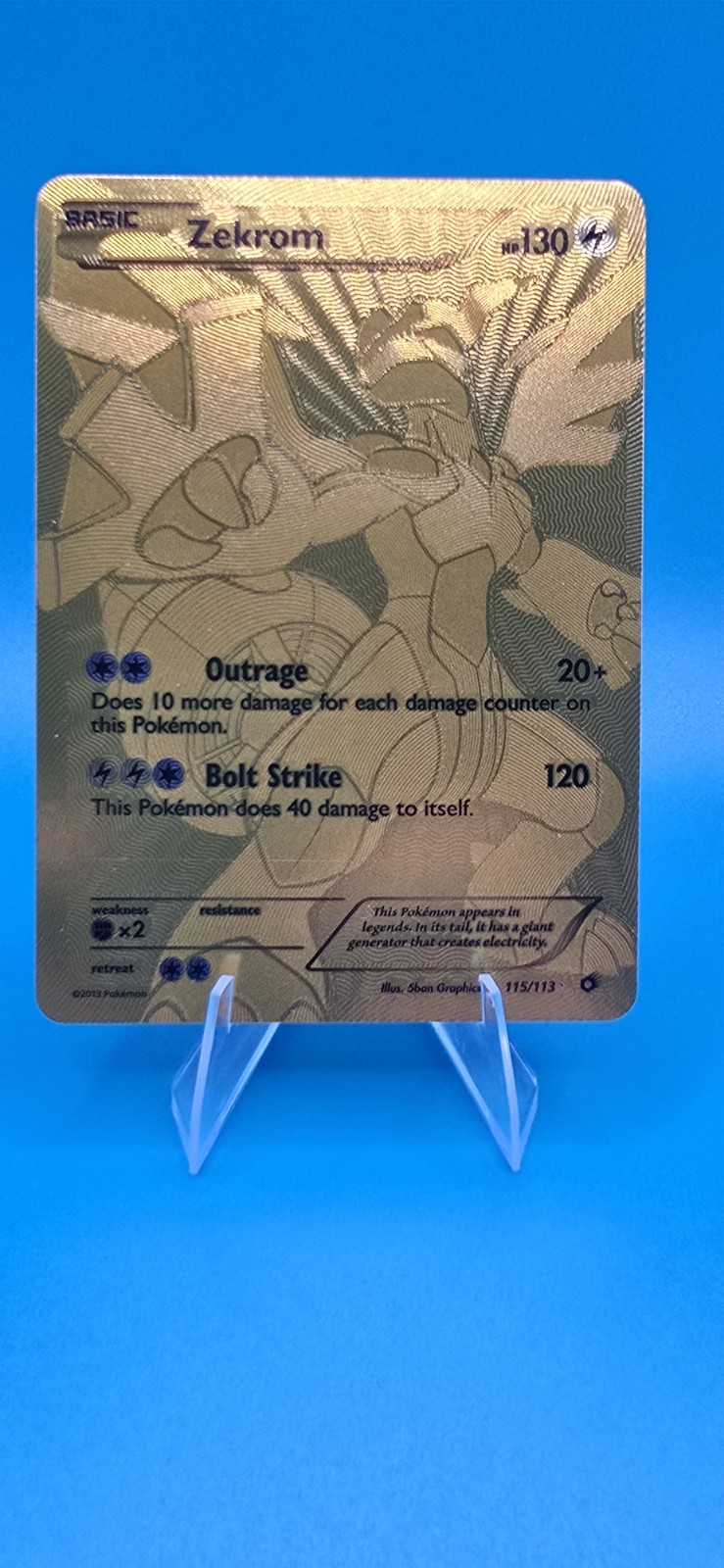 Pokemon Legendary Treasures Zekrom Gold Secret Rare 115/113 NM/LP Sku2