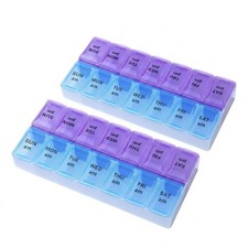 2 Pack Weekly Pill Box Organizer Twice a Day 7 day AMPM Medicine Organizer Case