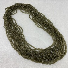 Collana con Perline Torte Maria Calderara Multifilo Doppia Lunghezza Semi di Oliva