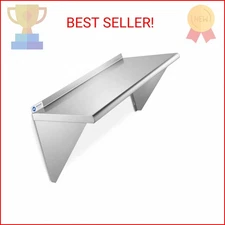 GRIDMANN 14" x 24" Stainless Steel Wall Mount Shelf with Backsplash, Commercial 