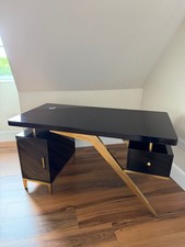 Hungled 1400mm Modern Black & Gold Office Wooden