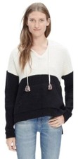 NEW - MADEWELL Women's 'COLORBLOCK' Black / White HOODIE - Small