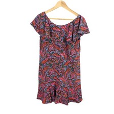 J.Crew Silk Paisley Print Dress Size 2 Flutter Sleeve Multicolor Lined