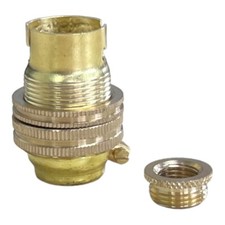 Jeani Brass Lamp Holder Un Switched Bayonet SBC Bulb Holder 1/2" & 10mm" Reducer