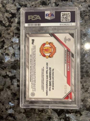 2021-22 Topps Chrome UEFA Anthony Elanga Blue AUTO RC PSA 10 /150 SP - Picture 2 of 2