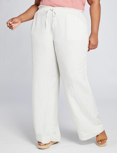 LANE BRYANT PLUS SIZE LINEN BLEND PULL ON WIDE LEG PANTS SZ 14/16 | eBay