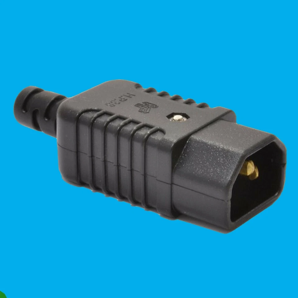 2x 3 Pin IEC Male Kettle Socket Rewireable C14 Straight Plug Adapter Converter - Image 4 of 4