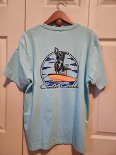 Nwt Beach Barn Mens Large Center Console Dog Short Sleeve T-shirt Aqua Blue