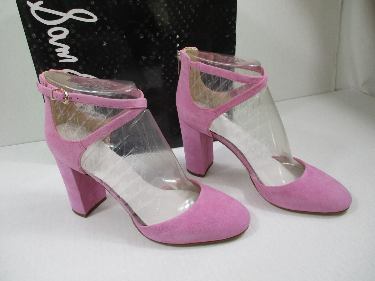 NEW Sam Edelman Simmons Fiji Pink Suede Ankle Strap Women's Heels
