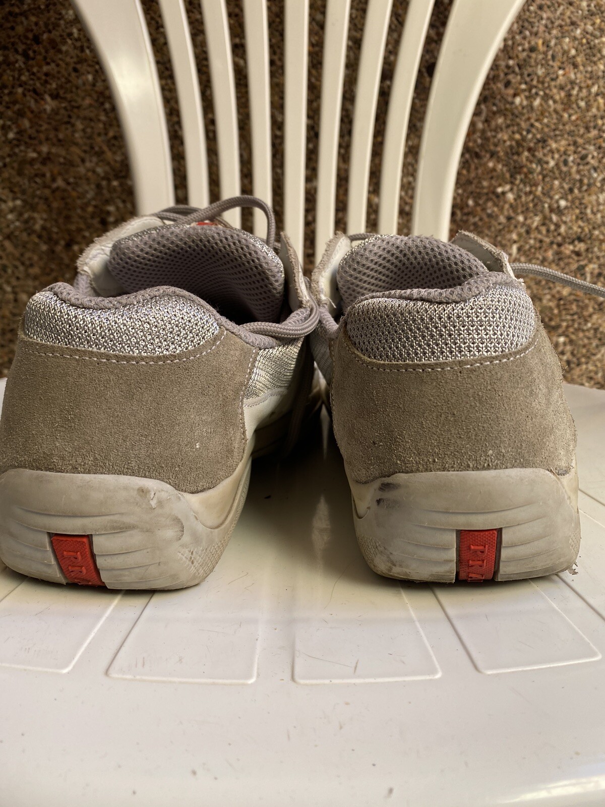 Prada Unisex Americas Cup Sneakers Size 6/39 White Leather Low Top