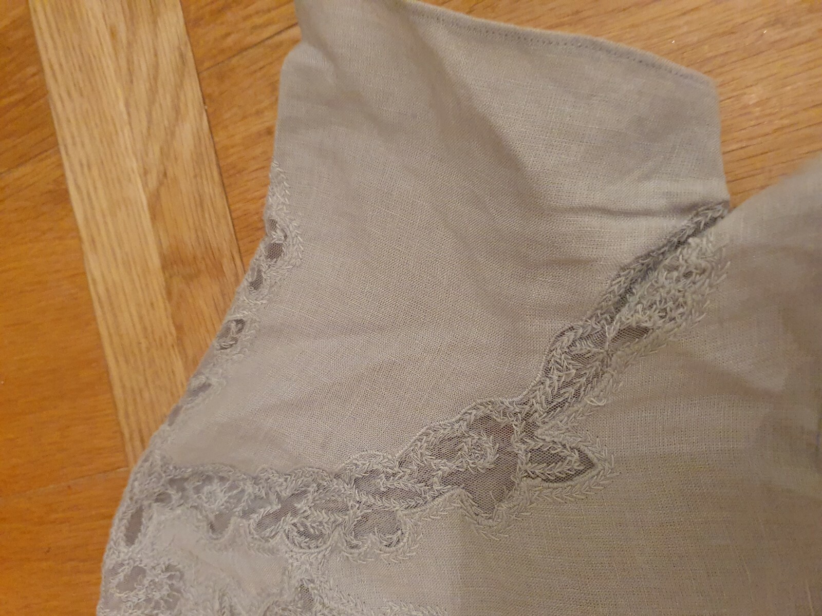 Jigsaw Lighy Grey Linen Top Blouse Size 12 Lace Detail eBay