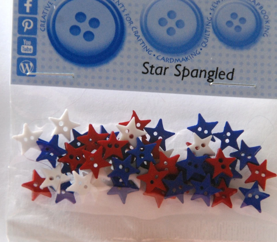 Star Spangled / Micro Stars Patriotic ~ 2-hole Star Buttons / Dress It Up - Image 3 of 3