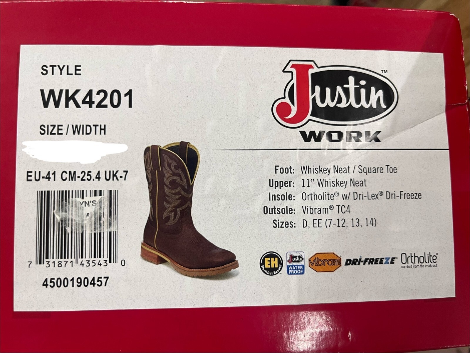 wk4201 Justin work Boots | eBay