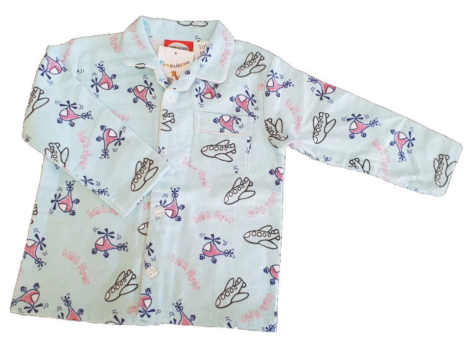 С ЯРЛЫКАМИ мальчиков размер 2 светло-синий вертолеты самолеты длинная фланель зимние PJ пижамы - Изображение 2 из 3