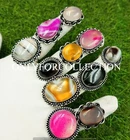 Multi Botswana Agate Gemstone 925 Sterling Silver Plated Wholesale Lot Rings