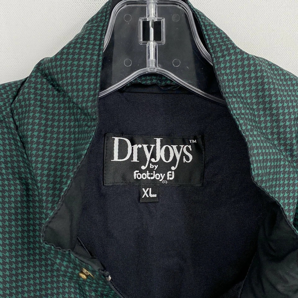 FootJoy DryJoys Mens Quarter Zip Jacket Size XL Green Houndstooth Rain Wind Golf - Image 2 of 4