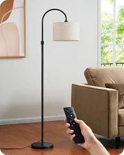 EDISHINE Dimmable Floor Lamp with Remote Control, Modern Arc Standing Lamp Black