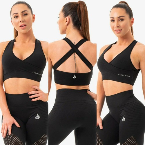 Ryderwear Geo Seamless Criss Cross Sports Bra BLACK (Size LARGE) NWT MSRP $48 - 第 1/10 張圖片