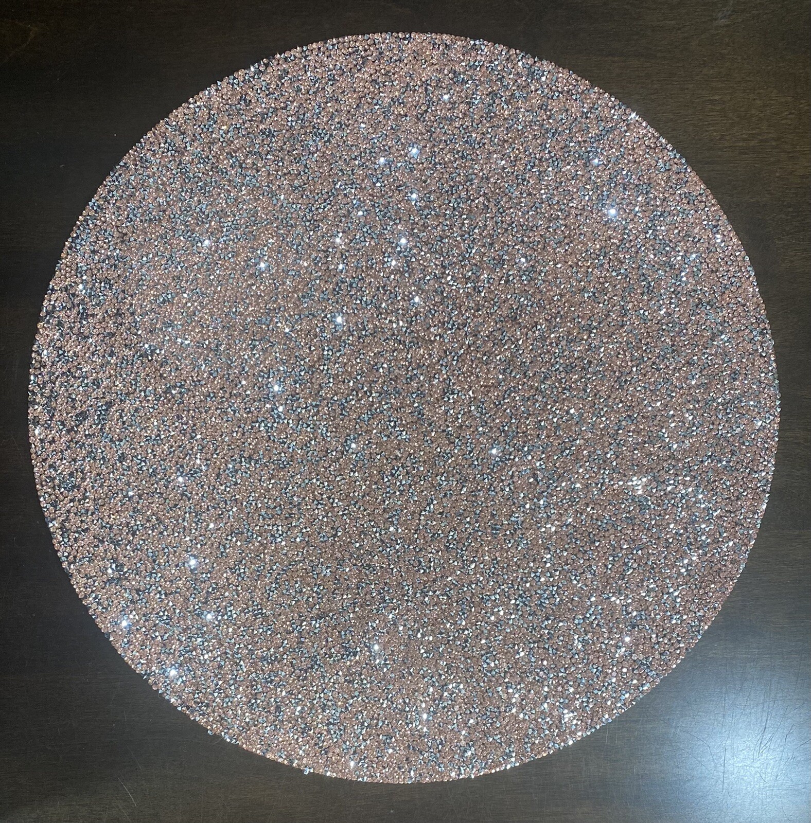 SPARKLES NEW!!! LUMINOUS Round ROSE GOLD SILVER CHARGER Placemat LUXE