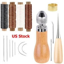 Speedy Leather Sewing Awl Thread Kit with 4pcs Waxed Thread Manual Stitcher Tool