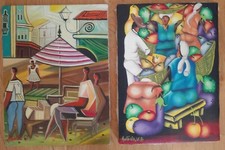 2 African-Caribean Paintings Original Artworks Signed
