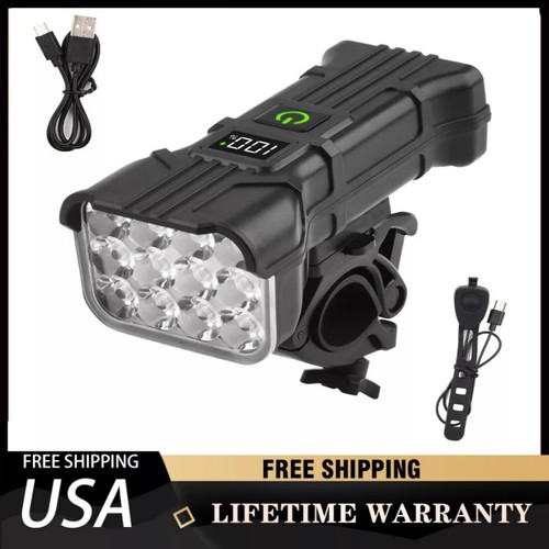 1800mAh Bicycle Bike Lights Super Bright Front Headlight Rechargeable Waterproof