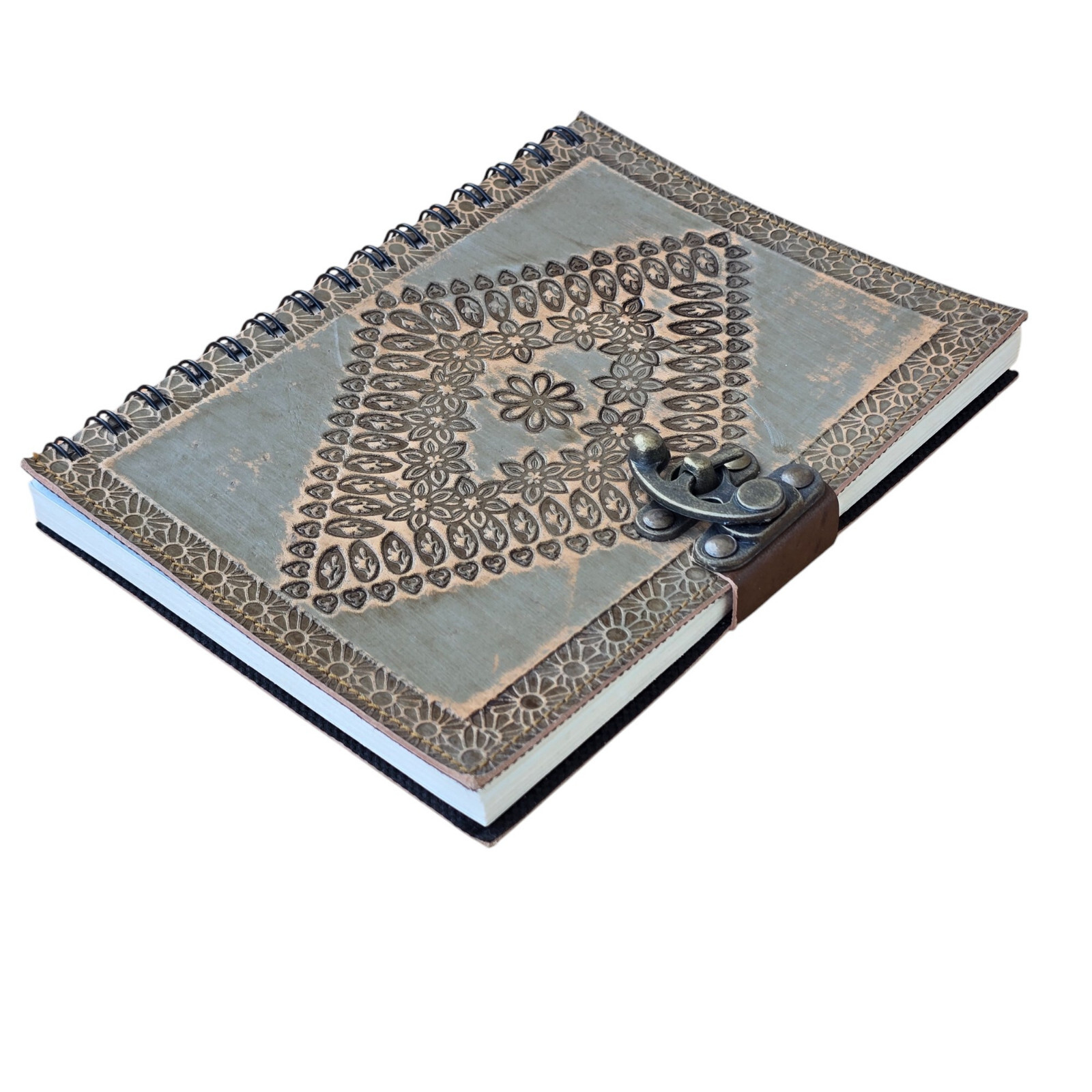 Luxury Spiral Bound Leather Journal with Metal Closure 100 Pages