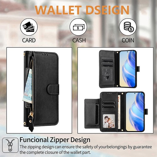 For Samsung A56 A36 A54 A55 A35 Luxury Leather Zipper Purse Wallet Case Cover - Picture 37 of 50