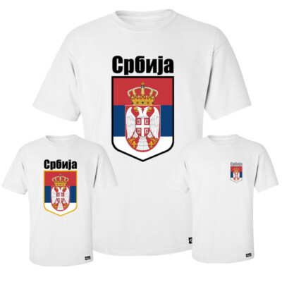 EAKS  Herren T-Shirt ''Serbien'' Fahne Flagge Wappen Serbia Srbija Србија Fußball