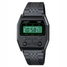 Casio A1100B-1 Black Vintage Series Ion Plated Alarm Stopwatch Digital Watch