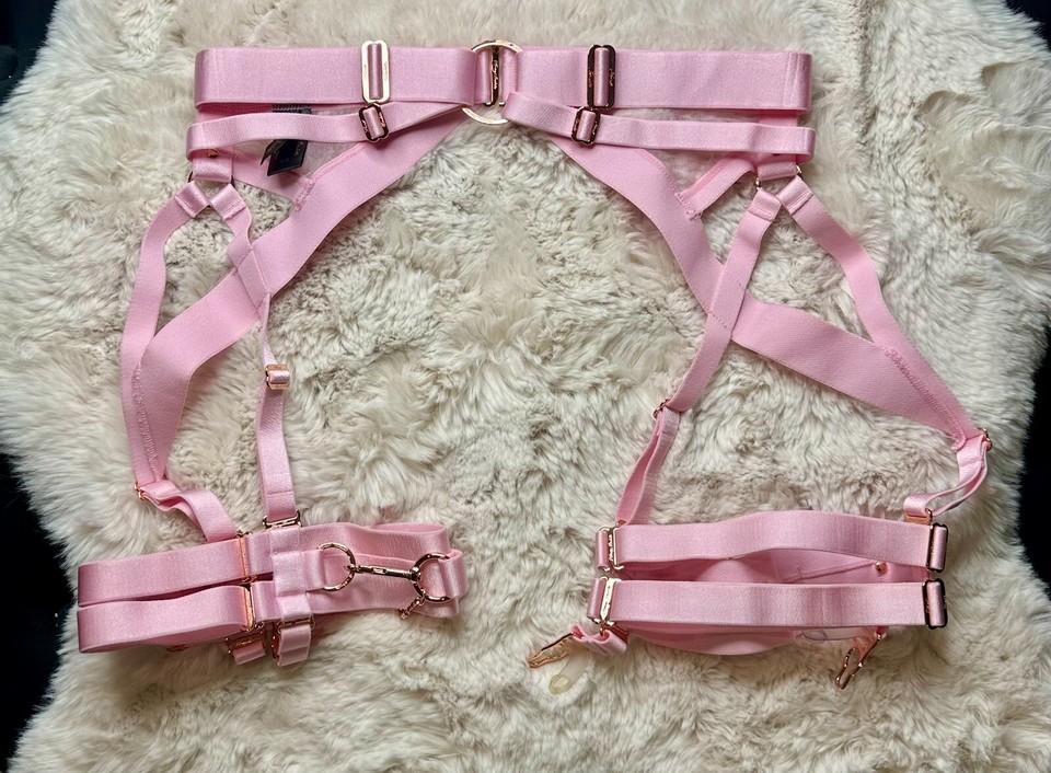 Honey Birdette KUKURO💖 Light Baby Pink Suspender Garter Belt Small eBay