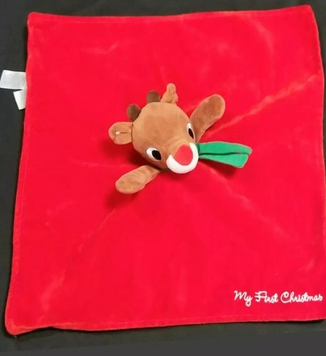 Rudolph Red Nose Reindeer Security Blanket Rattle MY FIRST CHRISTMAS ...
