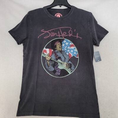 Lucky Brand JIMI HENDRIX Shirt Mens LARGE L BLACK GUITAR MUSIC CASUAL Retro NWT