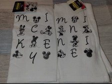 Disney Mickey Minnie Mouse Kitchen Towels, Sketchbook Pictures Letters X 4